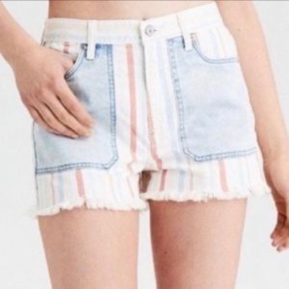 American Eagle Outfitters jean shorts Sz0 light wash Mom Shorts Denim Patriotic - Picture 2 of 7